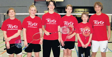 Das TGG-Badmintonteam beim Bezirksentscheid in Neuenhaus 2010