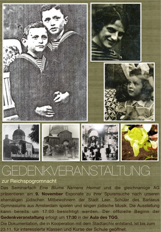Flyer für die Gedenkveranstaltung zur Reichspogromnacht
