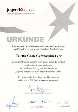 Scan der Urkunde des TGG