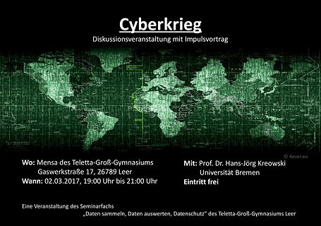 Plakat zur Diskussionsveranstaltung zum Cyberkrieg