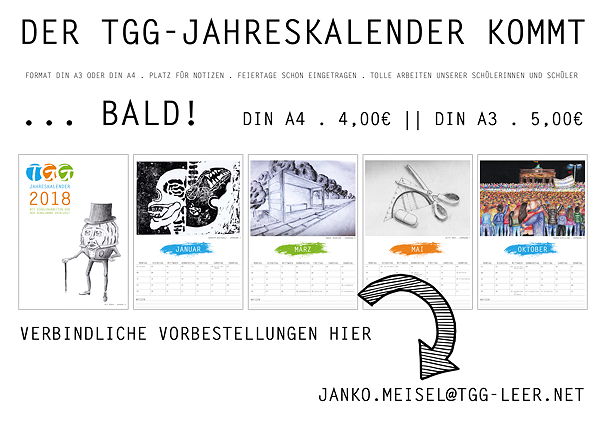 Werbeplakat für den TGG-Jahreskalender 2018