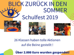 Plakat über die Spenden anlässlich des Schulfestes 2019