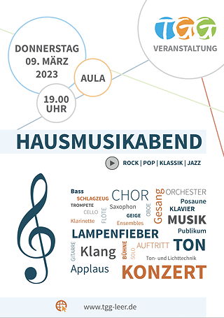 Plakat zum Hausmusikabend 2023 am TGG