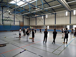 Foto der Sportprofilklasse 8ds bei der Schulsportassistenz-Ausbildung in Hesel (Mai 2023)