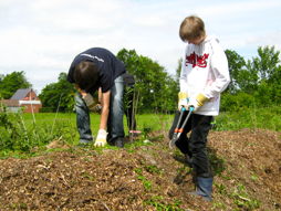 Foto vom Arbeitseinsatz der 8f 2009/10 des TGG für das Wallhecken-Umwelt-Zentrum